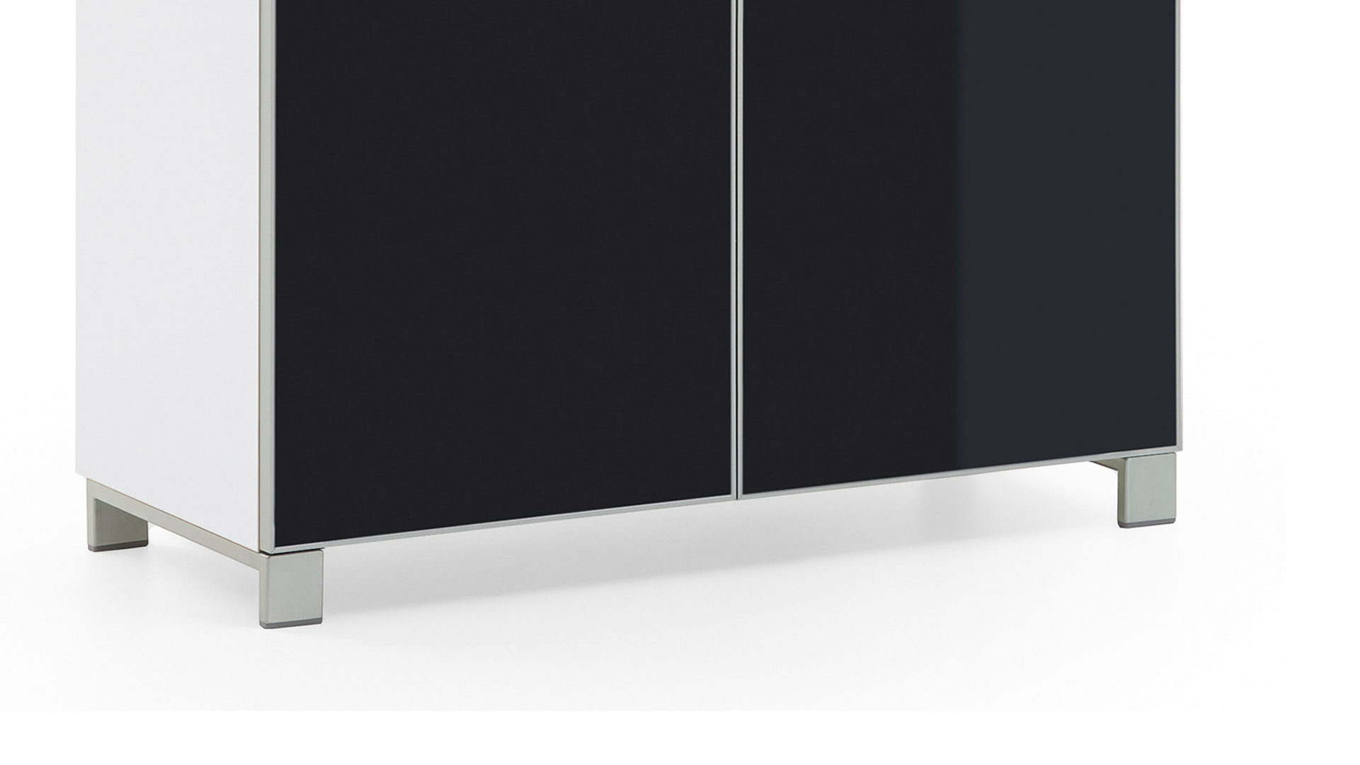 Schuhschrank Voss möebel aus Glas in Schwarz VOSS MÖBEL Schuhschrank Santina als Dielenmöbel weißer Lack & anthrazitfarbenes Glas – zwei Schubladen, zwei Türen