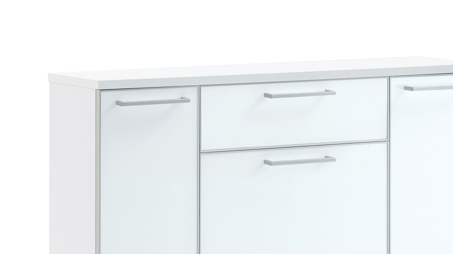 Schuhschrank Voss möebel aus Glas in Weiß VOSS MÖBEL Schuhschrank Santina als Dielenmöbel weißer Lack & weißes Glas – eine Schublade, vier Türen