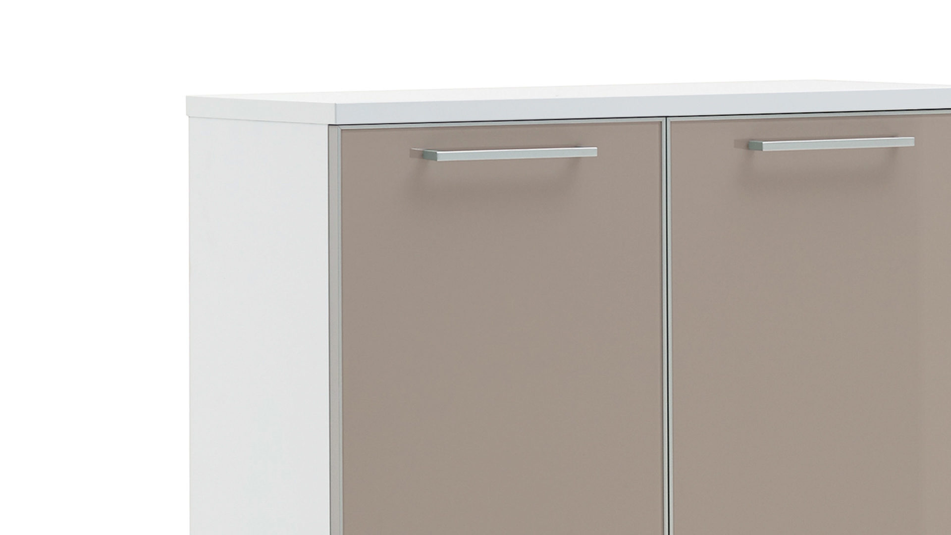 Schuhschrank Voss möebel aus Glas in Braun VOSS MÖBEL Schuhschrank Santina als Dielenmöbel weißer Lack & taupefarbenes Glas – zwei Türen