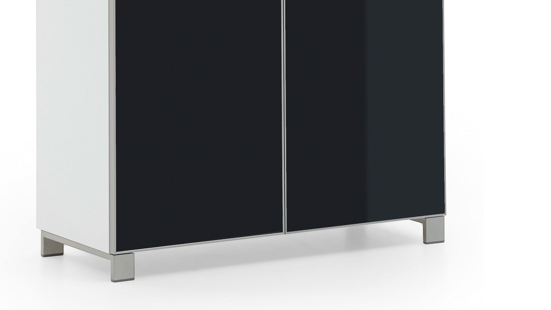 Schuhschrank Voss möebel aus Glas in Schwarz VOSS MÖBEL Schuhschrank Santina als Dielenmöbel weißer Lack & anthrazitfarbenes Glas – zwei Türen