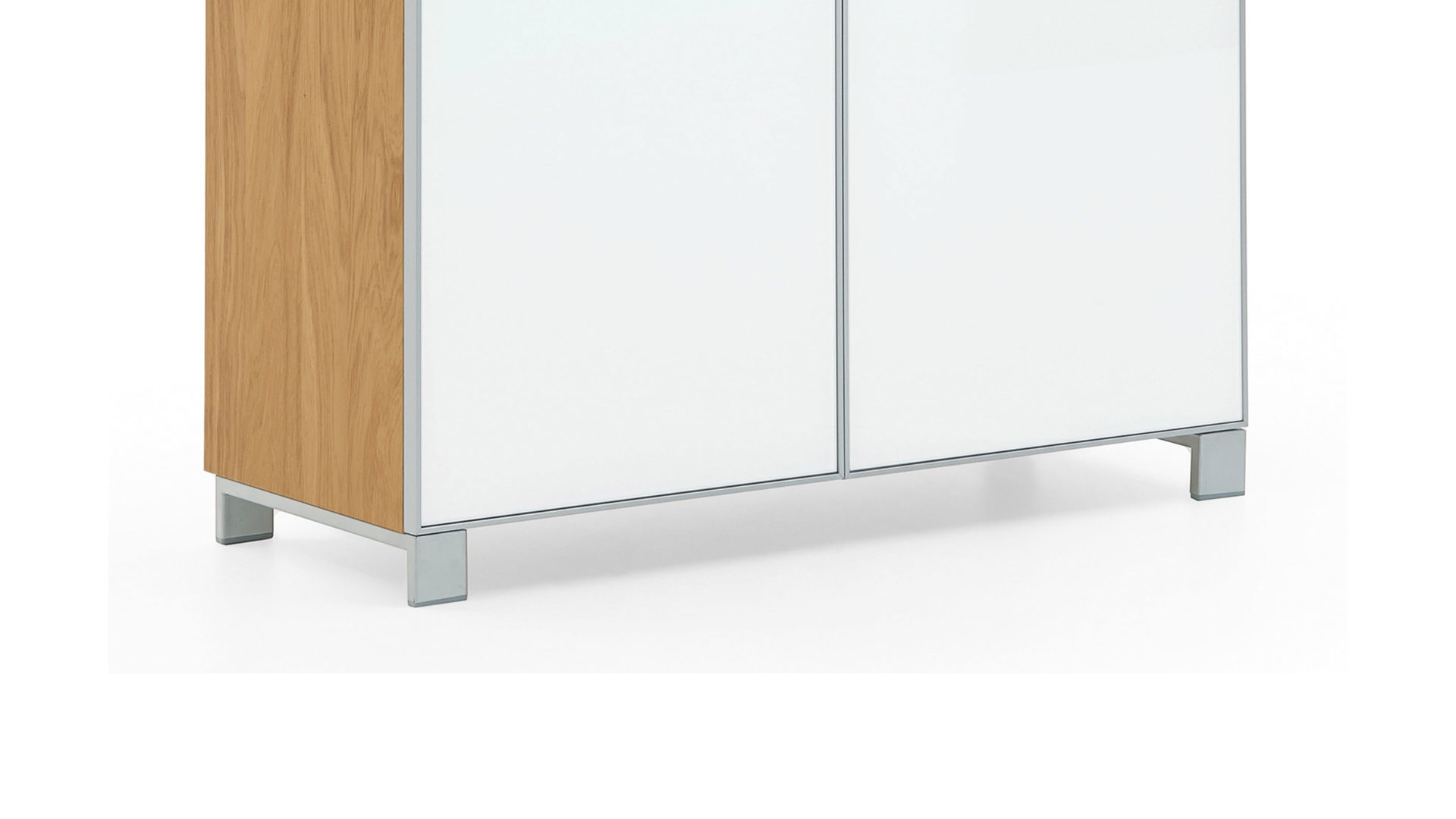 Schuhschrank Voss möebel aus Glas in Weiß VOSS MÖBEL Schuhschrank Santina als Dielenmöbel Eiche Bianco & weißes Glas – zwei Türen