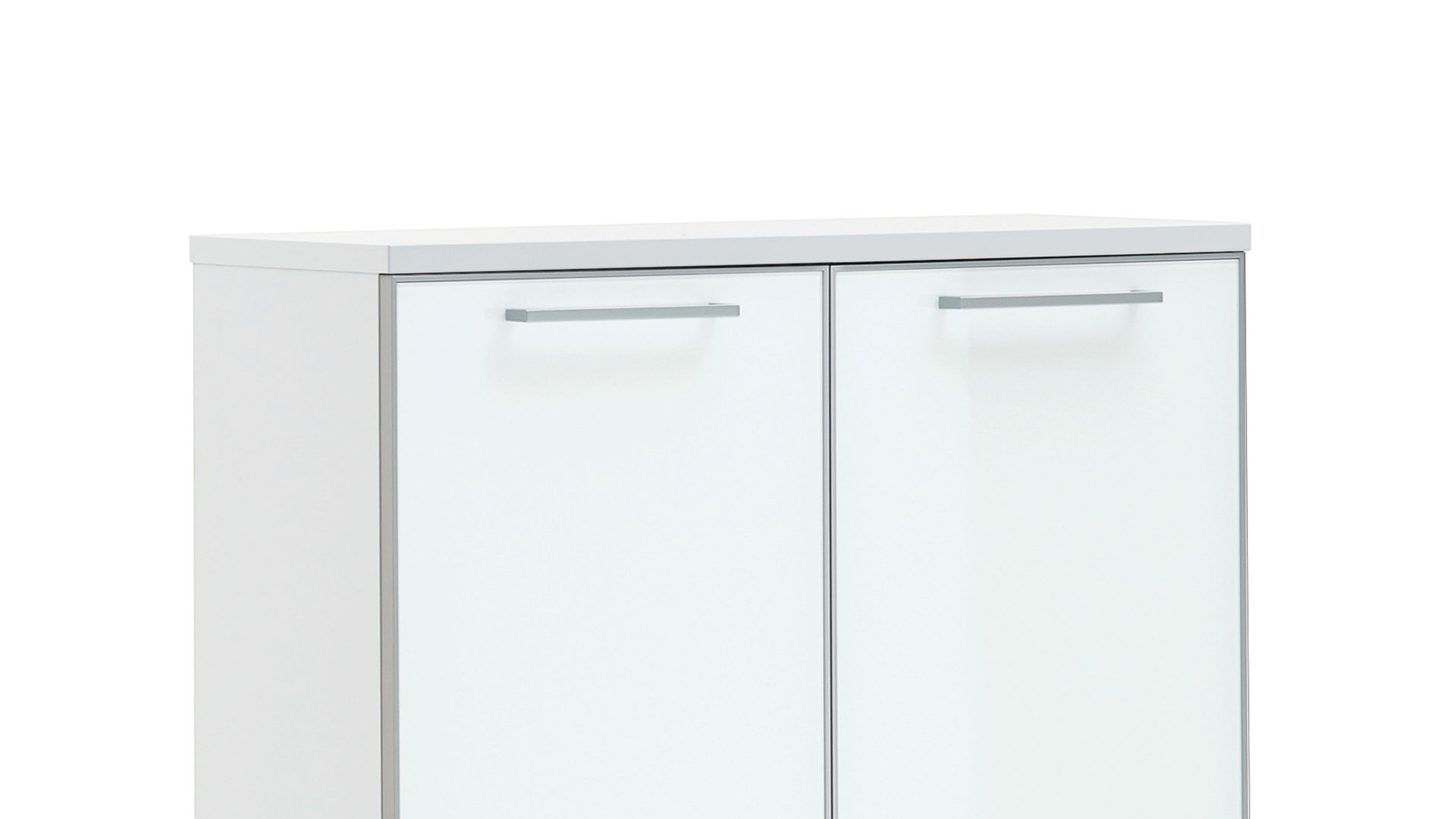 Schuhschrank Voss möebel aus Glas in Weiß VOSS MÖBEL Schuhschrank Santina als Dielenmöbel weißer Lack & weißes Glas – zwei Türen