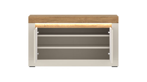 Garderobenbank Wojcik aus Holz in Beige Garderobenprogramm Naxxar - Garderobenbank Cashmere & Stein Eiche - ca. 94 x 54 cm