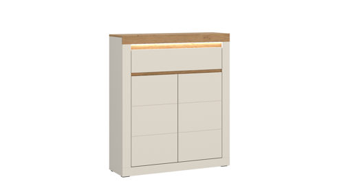 Kommode Wojcik aus Holz in Beige Garderobenprogramm Naxxar - Kommode Cashmere & Stein Eiche - ca. 94 x 114 cm