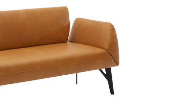 Polsterbank combinessa aus Leder in Orange Combinessa Genzo -  Solobank curcumafarbenes Leder Cloud & schwarzes Metall - Länge ca. 238 cm