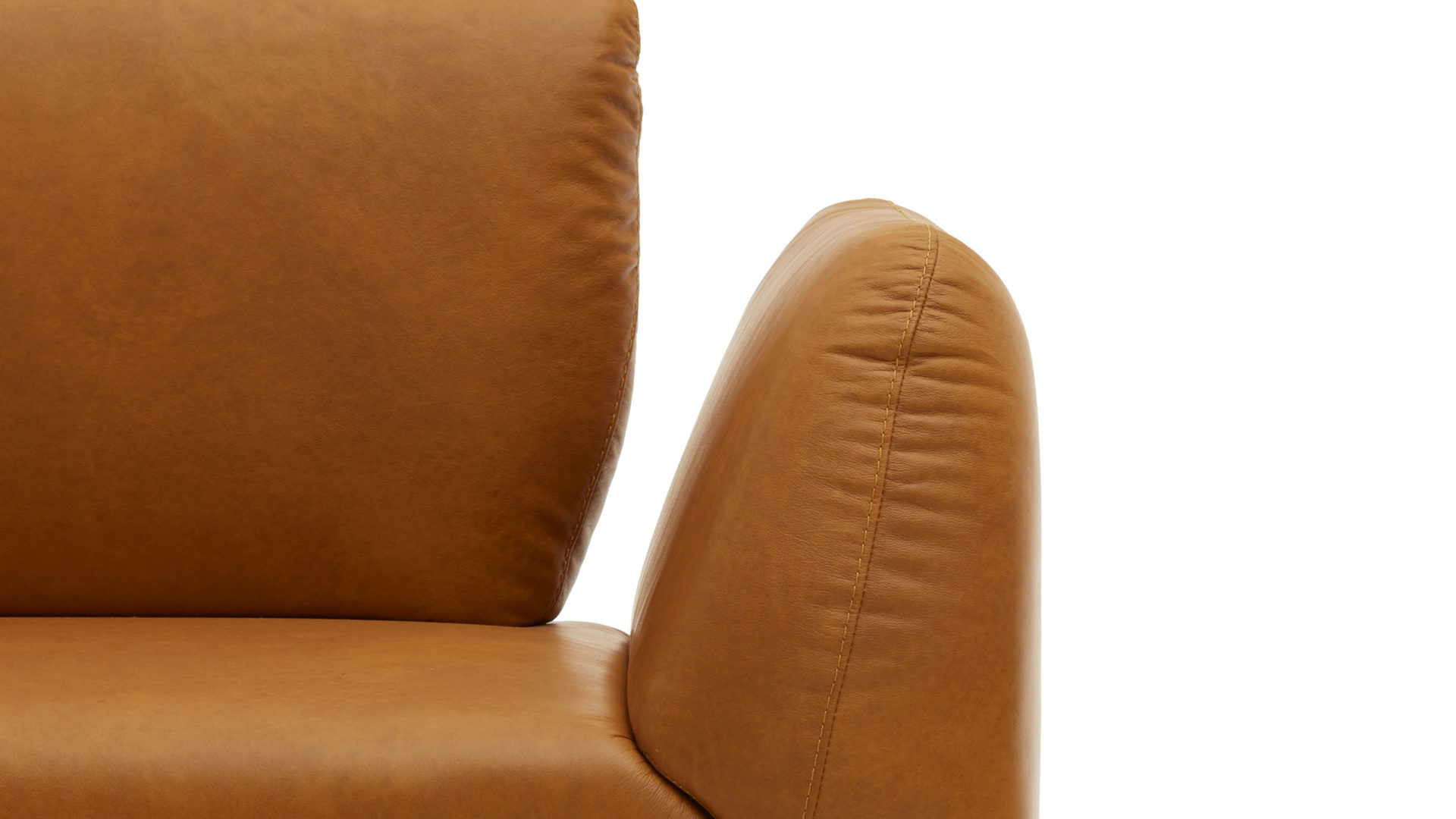 Polsterbank combinessa aus Leder in Orange Combinessa Genzo -  Solobank curcumafarbenes Leder Cloud & schwarzes Metall - Länge ca. 238 cm