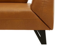 Polsterbank combinessa aus Leder in Orange Combinessa Genzo -  Solobank curcumafarbenes Leder Cloud & schwarzes Metall - Länge ca. 238 cm