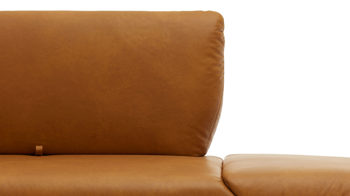 Polsterbank combinessa aus Leder in Orange Combinessa Genzo - Solobank mit Funktion curcumafarbenes Leder Cloud & schwarzes Metall - Länge ca. 238 cm