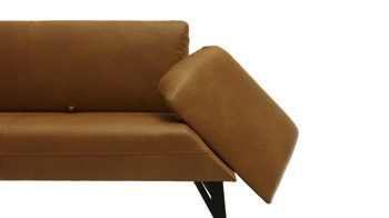 Polsterbank combinessa aus Leder in Orange Combinessa Genzo - Solobank mit Funktion curcumafarbenes Leder Cloud & schwarzes Metall - Länge ca. 238 cm