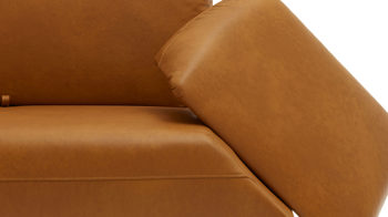 Polsterbank combinessa aus Leder in Orange Combinessa Genzo - Solobank mit Funktion curcumafarbenes Leder Cloud & schwarzes Metall - Länge ca. 238 cm