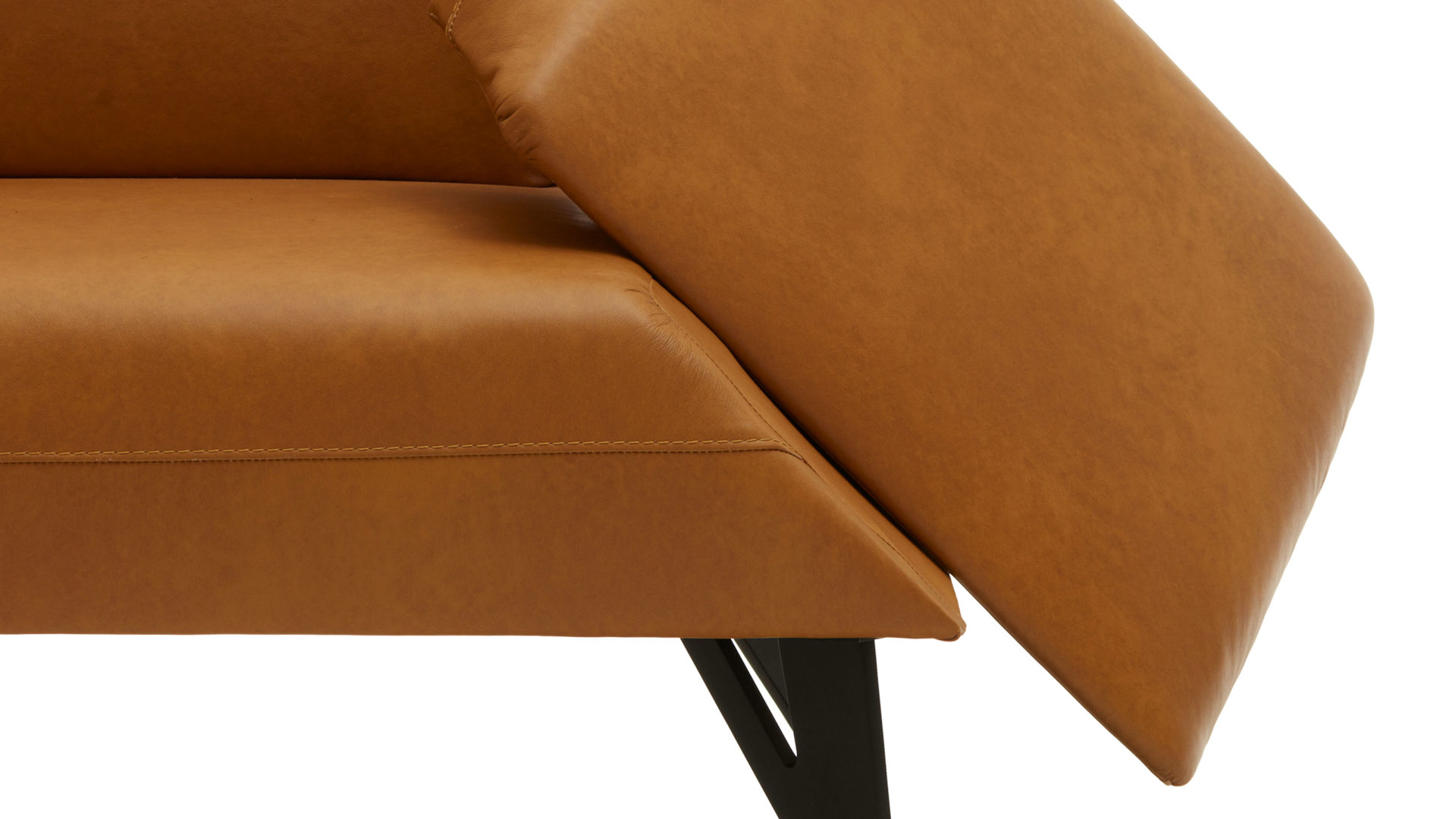 Polsterbank combinessa aus Leder in Orange Combinessa Genzo - Solobank mit Funktion curcumafarbenes Leder Cloud & schwarzes Metall - Länge ca. 238 cm