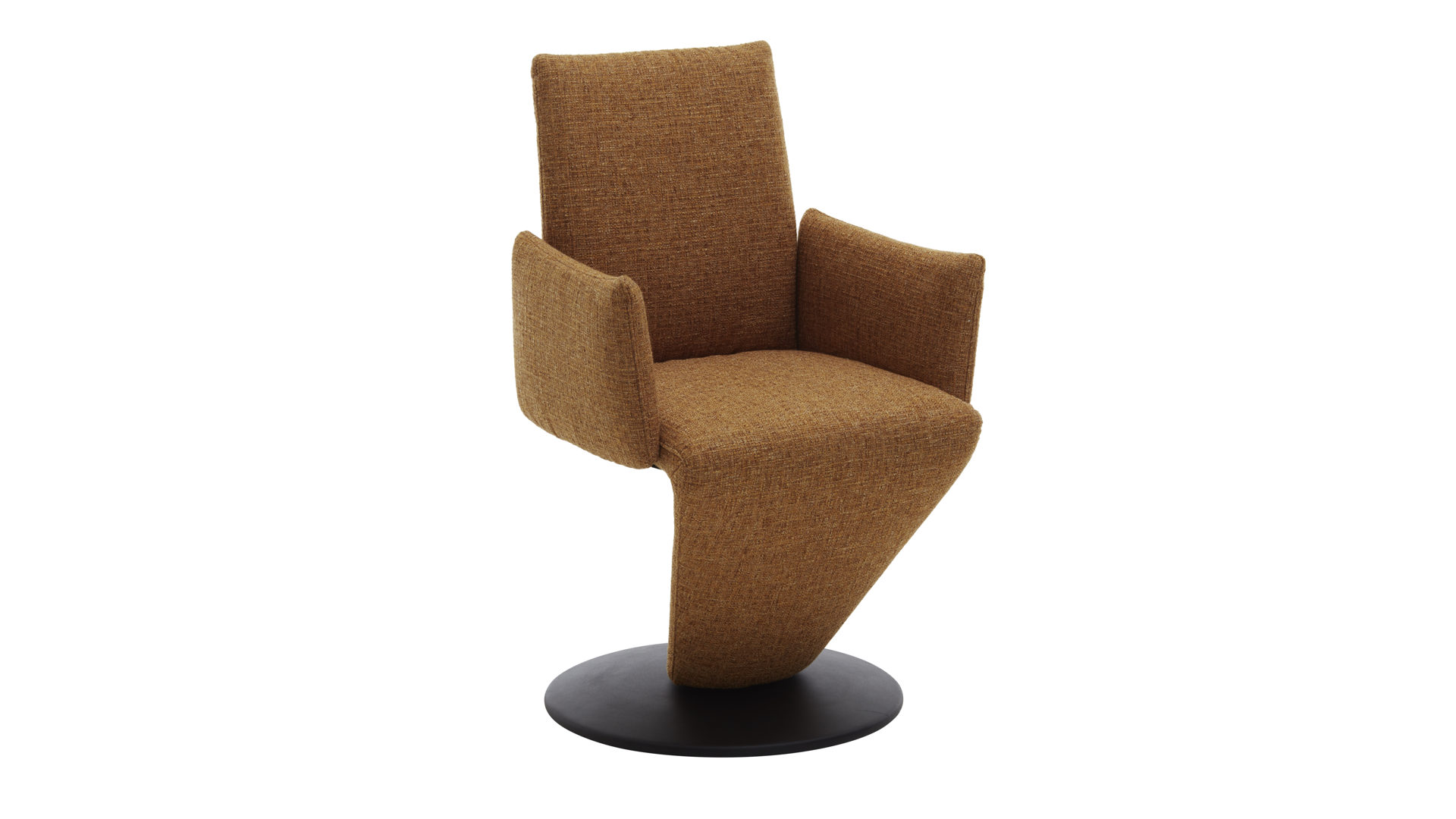 Polsterstuhl combinessa aus Leder in Orange Combinessa Genzo - Dreh-Armlehnstuhl curcumafarbener Webstoff 775-71