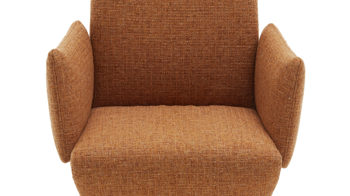 Polsterstuhl combinessa aus Leder in Orange Combinessa Genzo - Dreh-Armlehnstuhl curcumafarbener Webstoff 775-71