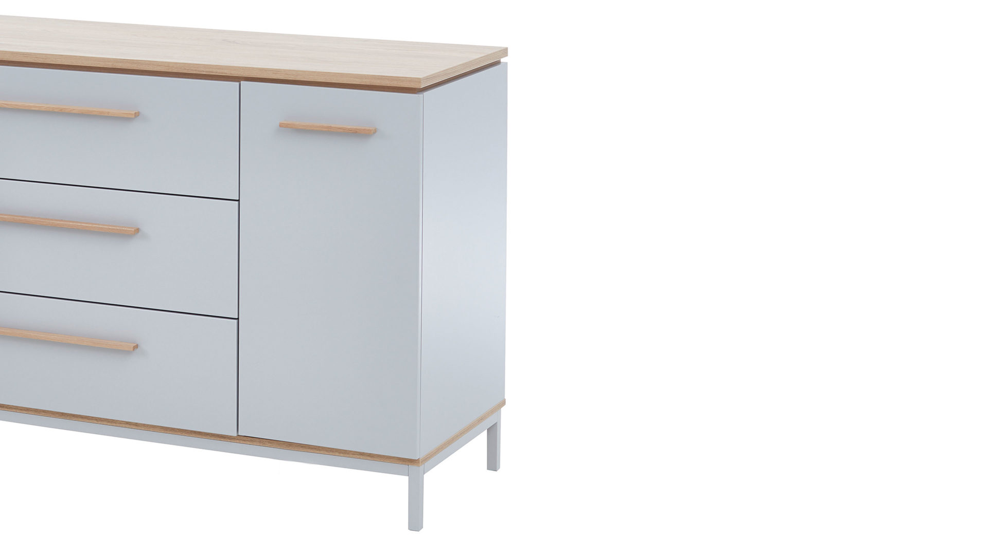 Kombikommode Paidi aus Holz in Hellgrau PAIDI Babyzimmerprogramm Benne - Kombikommode Kieselgrau & Montana Eiche – drei Schubladen, eine Tür