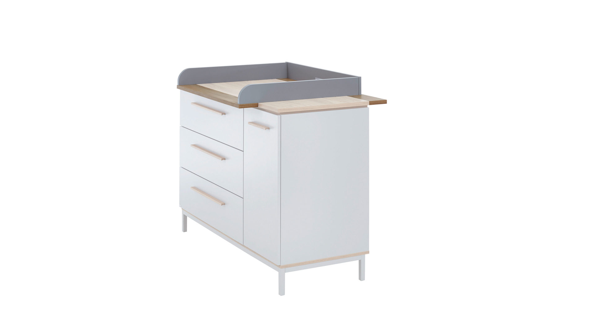 Wickelaufsatz Paidi aus Holz in Hellgrau PAIDI Babyzimmerprogramm Benne - Wickelaufsatz Kieselgrau & Montana Eiche