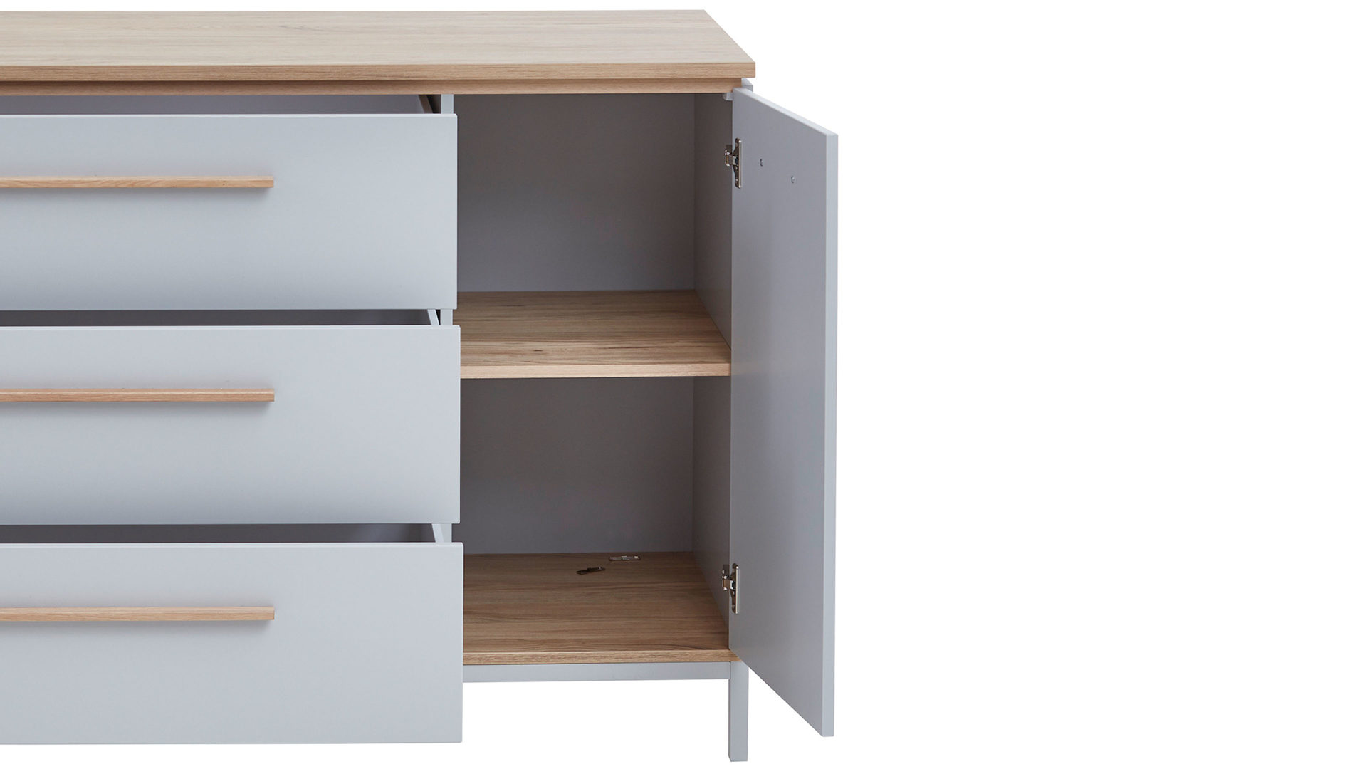 Kombikommode Paidi aus Holz in Hellgrau PAIDI Babyzimmerprogramm Benne - Kombikommode Kieselgrau & Montana Eiche – drei Schubladen, eine Tür