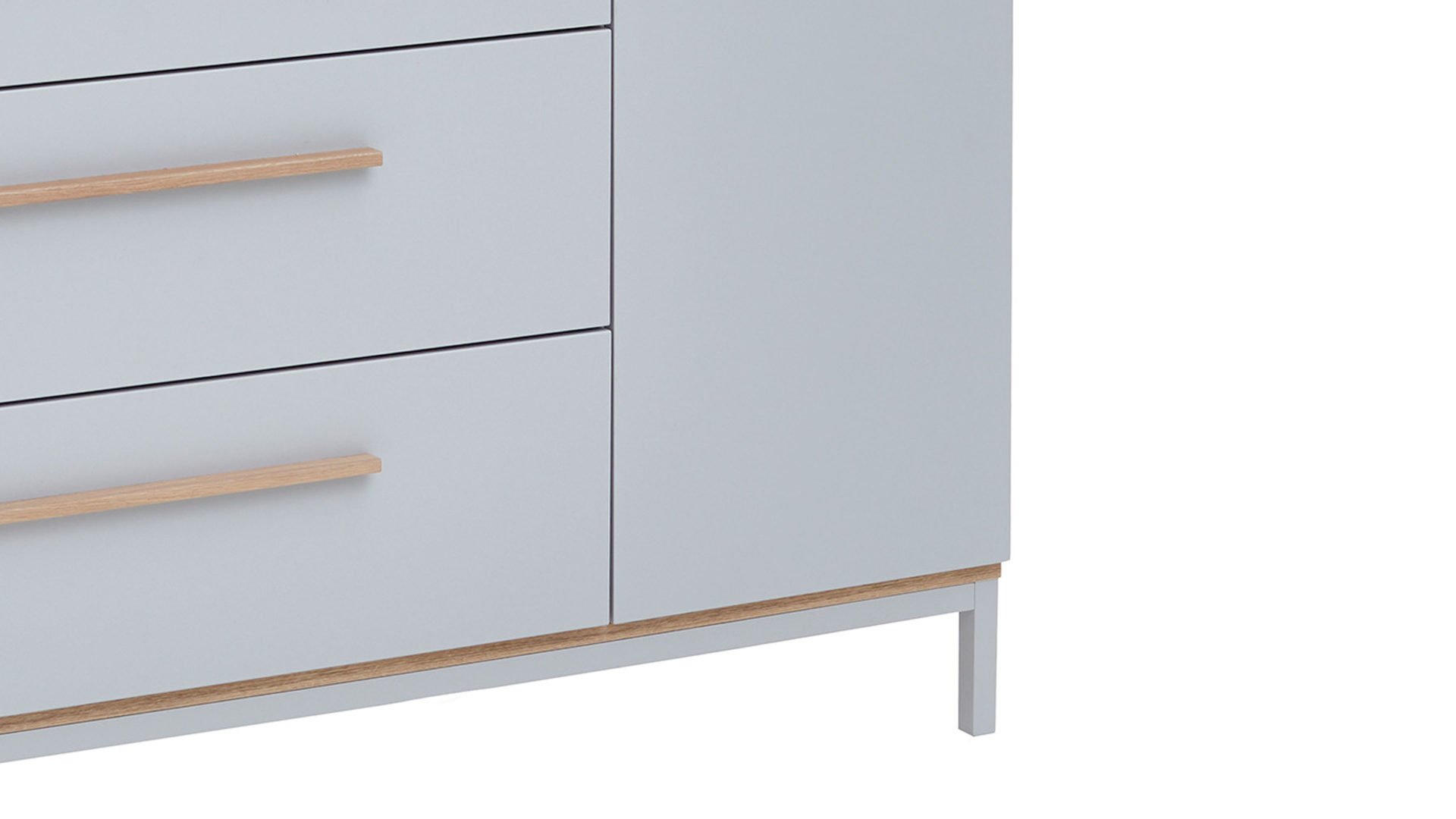 Kombikommode Paidi aus Holz in Hellgrau PAIDI Babyzimmerprogramm Benne - Kombikommode Kieselgrau & Montana Eiche – drei Schubladen, eine Tür