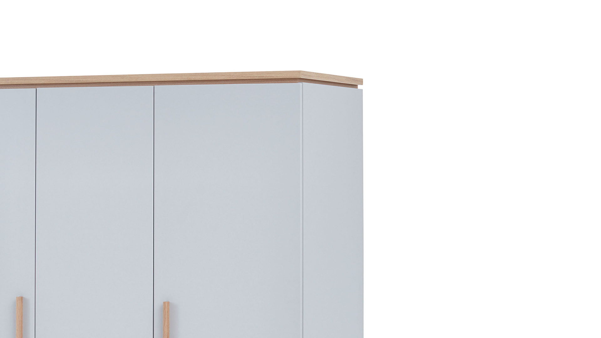 Kleiderschrank Paidi aus Holz in Hellgrau PAIDI Babyzimmerprogramm Benne - Kleiderschrank Kieselgrau & Montana Eiche – drei Türen, Breite ca. 135 cm