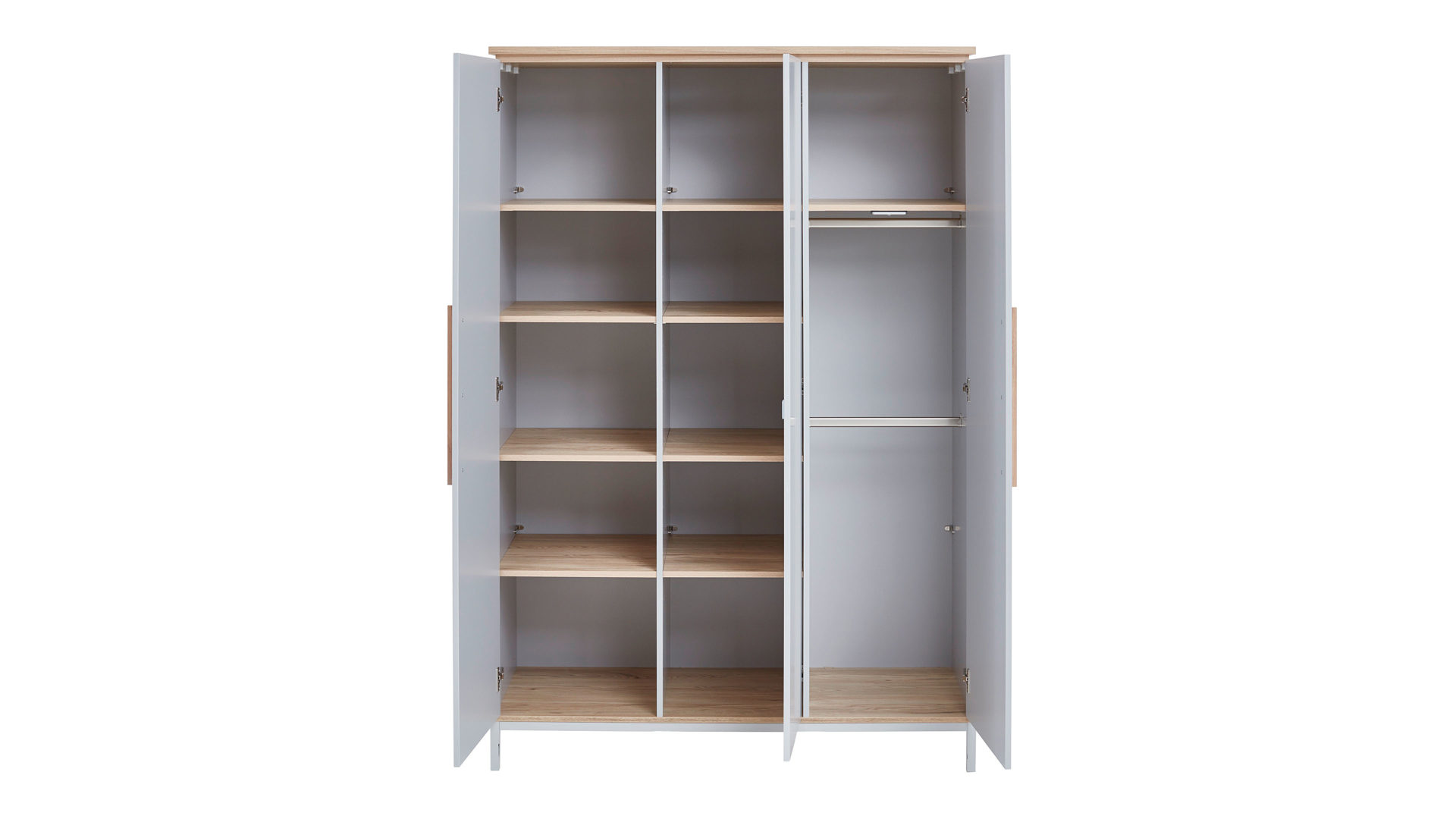 Kleiderschrank Paidi aus Holz in Hellgrau PAIDI Babyzimmerprogramm Benne - Kleiderschrank Kieselgrau & Montana Eiche – drei Türen, Breite ca. 135 cm