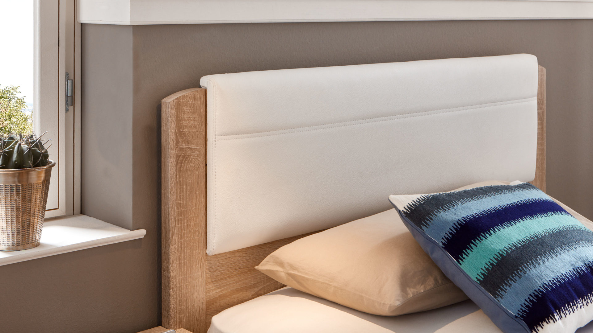 Bettgestell Staud aus Holz in Holzfarben STAUD Smartliving - Bettgestell Sonoma Eiche & Bianco – Liegefläche ca. 120 x 200 cm