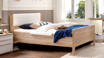 Bettgestell Staud aus Holz in Holzfarben STAUD Smartliving - Bettgestell Sonoma Eiche & Bianco – Liegefläche ca. 120 x 200 cm