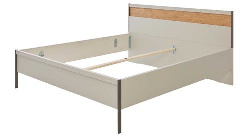 Komplettzimmer Interliving aus Holz in Hellgrau Interliving Schlafzimmer Serie 1035 – Komplettzimmer mit Bettanlage und Kommode Champagner & Riffholz - Liegefläche ca. 180 x 200 cm