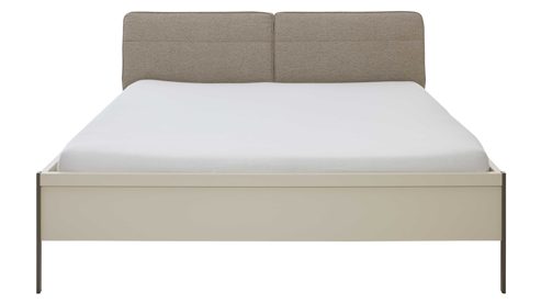 Bettgestell Interliving aus Holz in Grau Interliving Schlafzimmer Serie 1035 – Bettgestell mit Polsterkopfteil grauer Webstoff & Champagner - Liegefläche ca. 180 x 200 cm