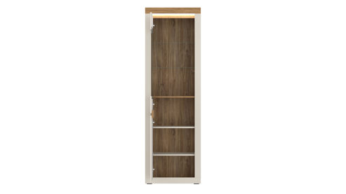 Vitrine Wojcik aus Holz in Beige Wohnprogramm Naxxar - Vitrine Cashmere & Stein Eiche - ca. 64 x 205 cm