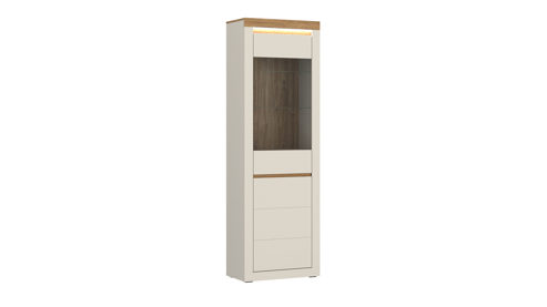 Vitrine Wojcik aus Holz in Beige Wohnprogramm Naxxar - Vitrine Cashmere & Stein Eiche - ca. 64 x 205 cm