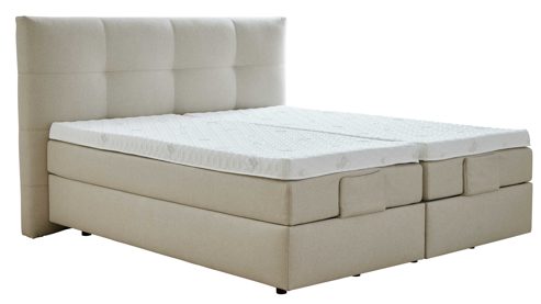 Boxspringbett Interliving aus Stoff in Beige Interliving Boxspringbett Serie 1421 leinenfarbener Stoffbezug Kolga 110 - Liegefläche ca. 180 x 200 cm
