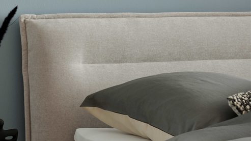 Boxspringbett Interliving aus Stoff in Hellgrau Interliving Boxspring Bett Serie 1421 taubengrauer Bezug Lofar 18 - Liegefläche ca. 180 x 200 cm