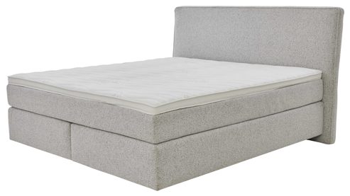 Boxspringbett Interliving aus Stoff in Grau Interliving Boxspringbett Serie 1421 hellgrauer Stoffbezug Pollux 80 - Liegefläche ca. 180 x 200 cm