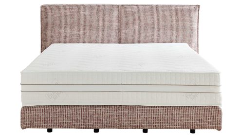 Boxspringbett Interliving aus Stoff in Rot Interliving Boxspring Bett Serie 1421 magnolienfarbener Bezug Freya 160 - Liegefläche ca. 180 x 200 cm