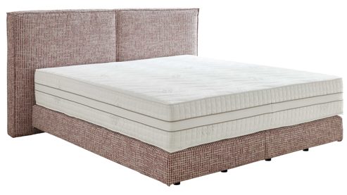 Boxspringbett Interliving aus Stoff in Rot Interliving Boxspring Bett Serie 1421 magnolienfarbener Bezug Freya 160 - Liegefläche ca. 180 x 200 cm