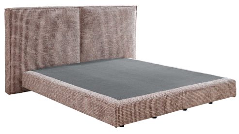 Boxspringbett Interliving aus Stoff in Rot Interliving Boxspring Bett Serie 1421 magnolienfarbener Bezug Freya 160 - Liegefläche ca. 180 x 200 cm