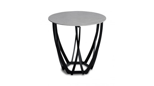 Beistelltisch M2 kollektion aus Stein in Hellgrau Beistelltisch Maya 1 Hellgrau & Schwarz - Durchmesser ca. 50 cm