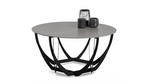 Couchtisch M2 kollektion aus Stein in Hellgrau Couchtisch Maya 2 Hellgrau & Schwarz - Durchmesser ca. 80 cm