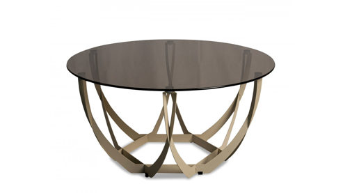 Couchtisch M2 kollektion aus Glas in Braun Couchtisch Maya 2 Bronze & Cremeweiß - Durchmesser ca. 80 cm