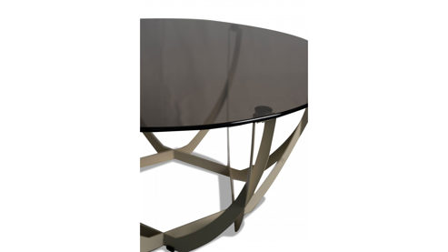 Couchtisch M2 kollektion aus Glas in Braun Couchtisch Maya 2 Bronze & Cremeweiß - Durchmesser ca. 80 cm