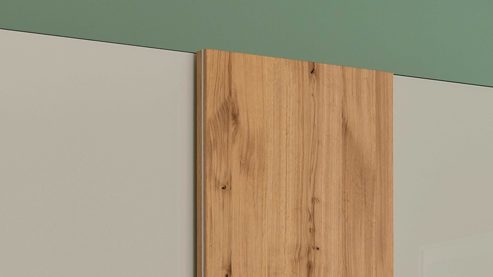 Komplettzimmer Interliving aus Holz in Hellgrau Interliving Schlafzimmer Serie 1036 – Komplettzimmer Champagner & Kernholz - vierteilig