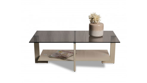 Couchtisch M2 kollektion aus Glas in Braun Couchtisch Napoli 2 Bronze & Cremweiß - ca. 100 x 60 cm