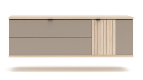 Garderoben-Set Innostyle aus Holz in Holzfarben Garderobenprogramm Pisa - Komplett-Set Basalt & Riva Eiche, Leistenoptik - vierteilig