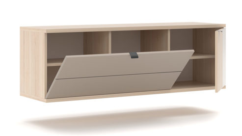 Garderoben-Set Innostyle aus Holz in Holzfarben Garderobenprogramm Pisa - Komplett-Set Basalt & Riva Eiche, Leistenoptik - vierteilig