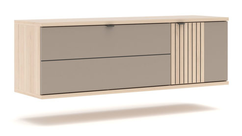 Garderoben-Set Innostyle aus Holz in Holzfarben Garderobenprogramm Pisa - Komplett-Set Basalt & Riva Eiche, Leistenoptik - vierteilig