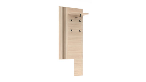 Garderoben-Set Innostyle aus Holz in Holzfarben Garderobenprogramm Pisa - Komplett-Set Basalt & Riva Eiche, Leistenoptik - vierteilig
