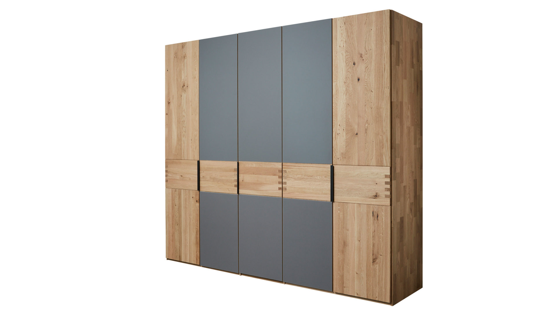 Komplettzimmer Interliving aus Holz in Holzfarben Interliving Schlafzimmer Serie 1015 – Komplettzimmer mit Mattglasfronten Siena & Wildeiche – fünftürig, Liegefläche ca. 160 x 200 cm