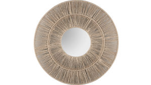 Spiegel Mirrors and more aus Spiegel in Beige Dekospiegel Marlene Holzfarbig - Durchmesser ca. 80 cm