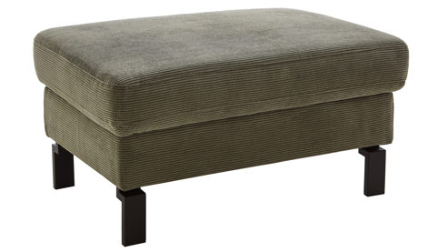 Polsterhocker SOFAkultur aus Stoff in Grün SOFAkultur Programm SK 239 - Polsterhocker olivgrüner Feincord & schwarze Metallfüße 192 - ca. 90 x 60 cm