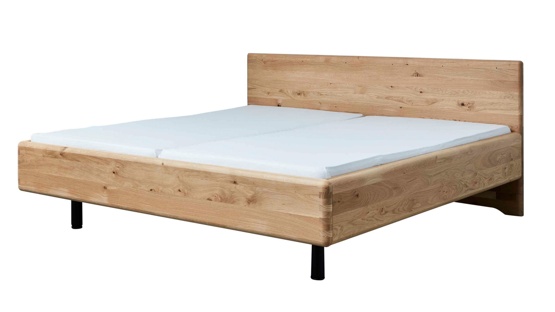 Doppelbett Interliving aus Holz in Holzfarben Interliving Schlafzimmer Serie 1015 – Bettgestell 1180 Wildeiche – Liegefläche ca. 180 x 200 cm
