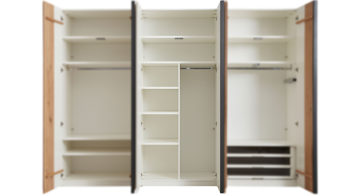 Regal Interliving aus Holz in Weiß Interliving Schlafzimmer Serie 1019 – Kleiderschrankeinteilung 523902 weiße Lackoberflächen – drei Böden, eine Kleiderstange